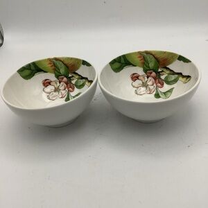 Two  Portmeirion  Eden Fruits Ceramic Bowls Featuring an Apple Blossom Design